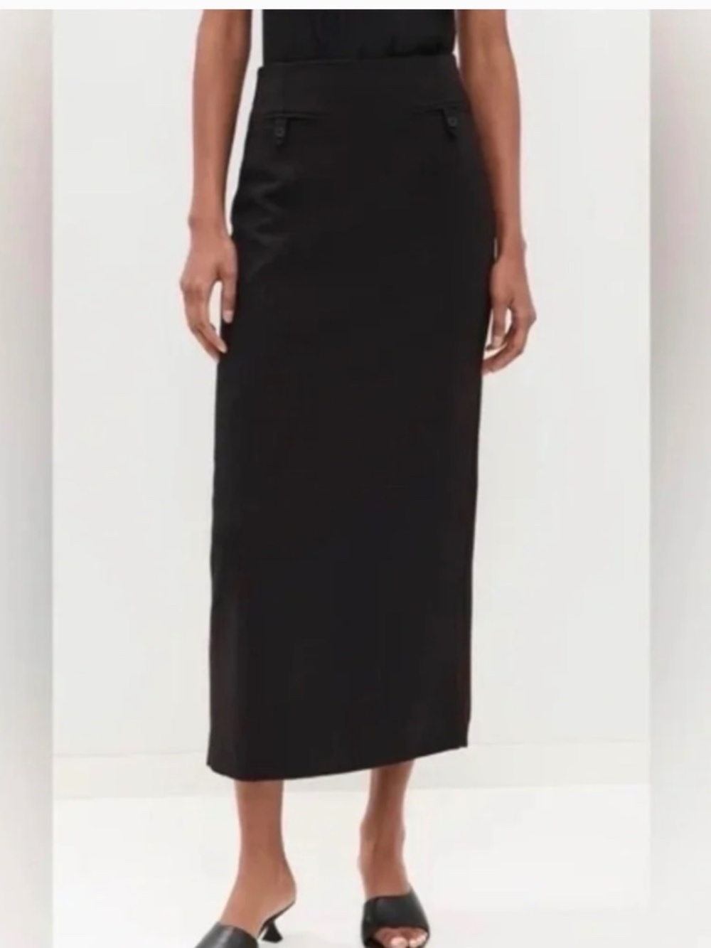 STAUD Smith Skirt Black Midi Column Pencil Skirt Size 6